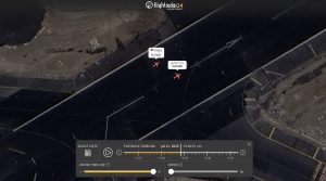 Flightradar24 image showing the point at which Aeromexico Connect flight 1631 passes over Delta flight 590